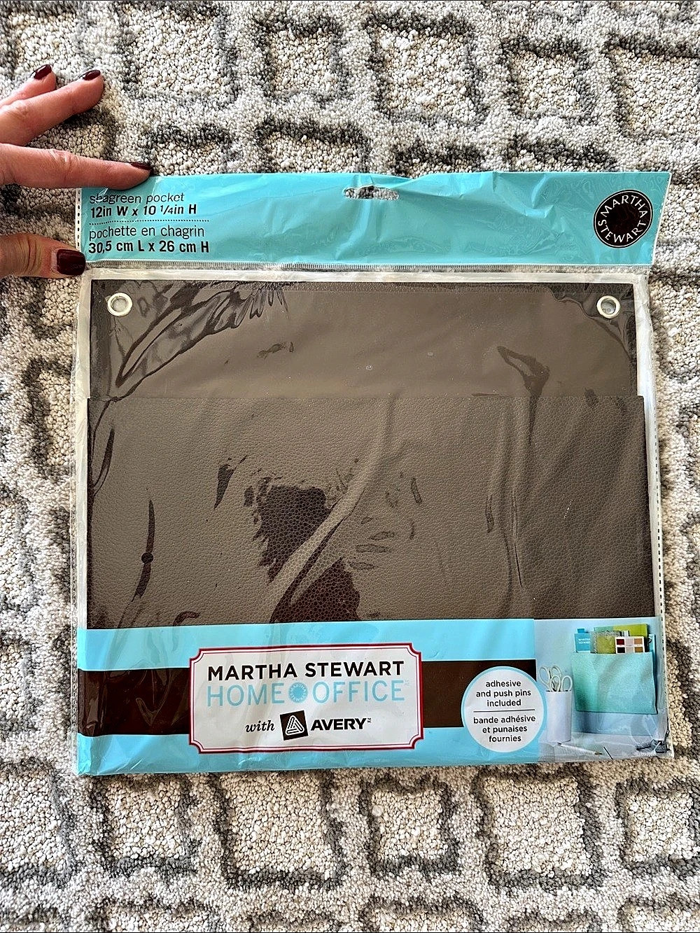 Discontinued Martha Stewart Shagreen Pocket 12 x 10 1/4 in Brown Wall Pocket NWT
